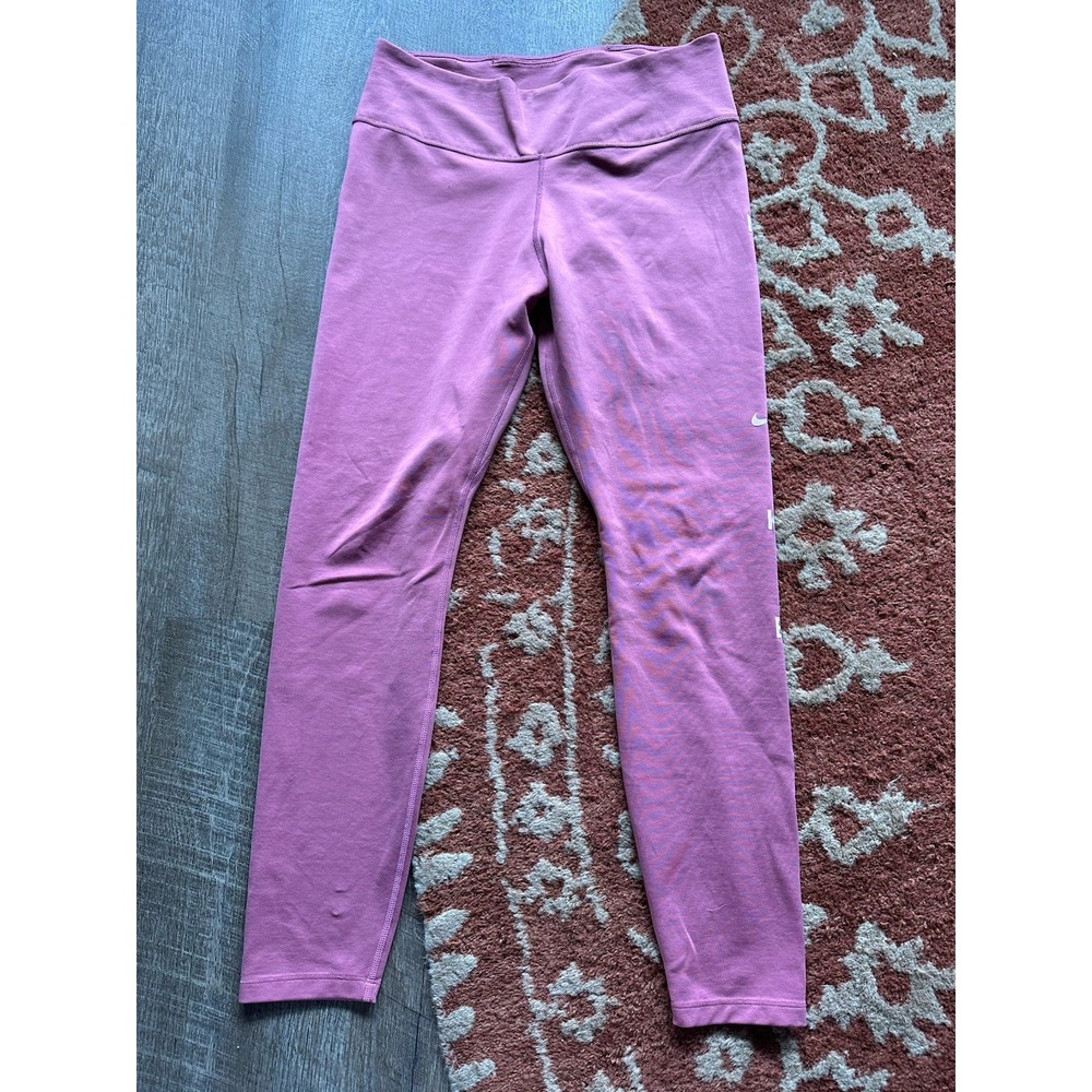 Nike Dri Fit Mauve Pink Spellout Leggings M Medium